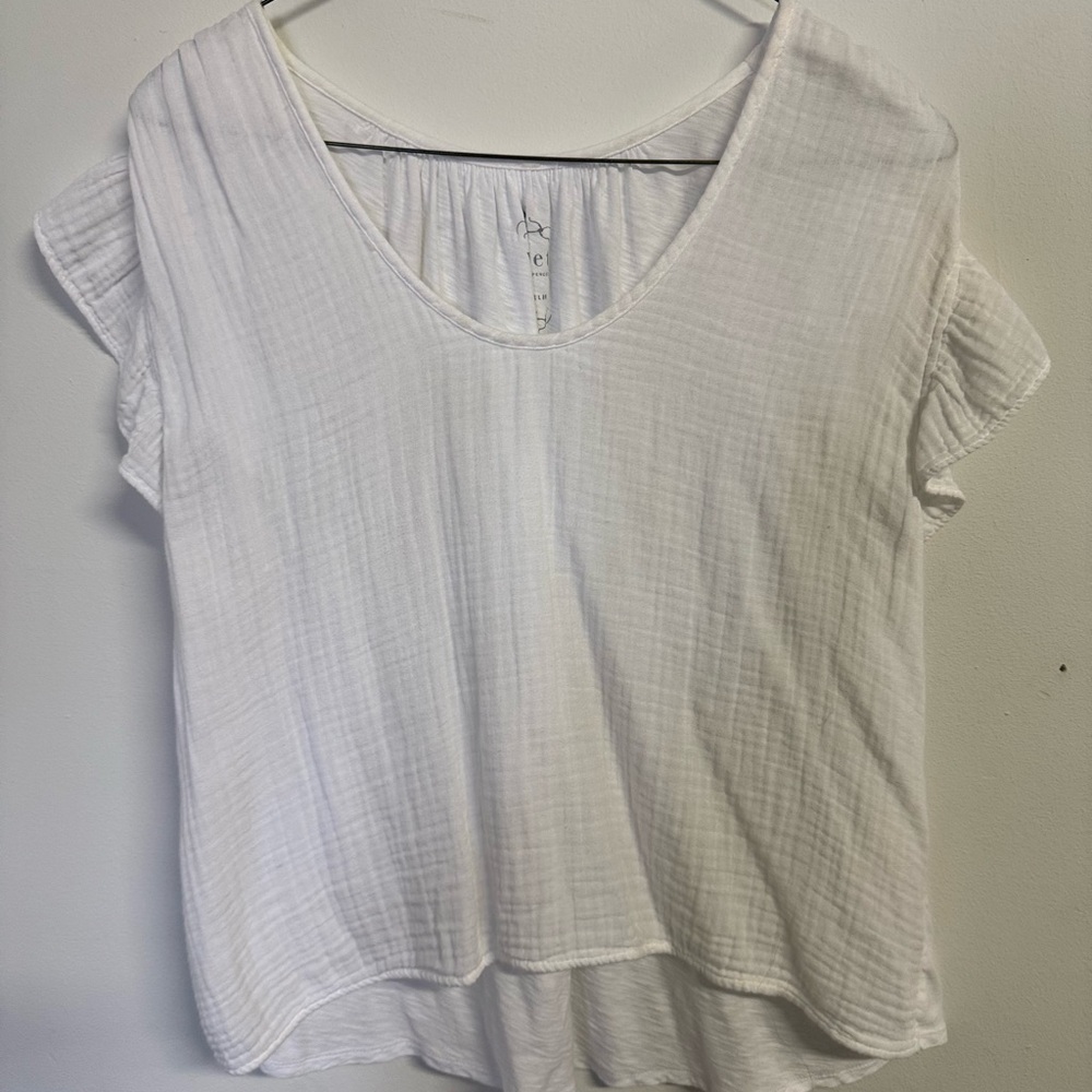 Velvet White Short Sleeve Cotton Gauze Tee